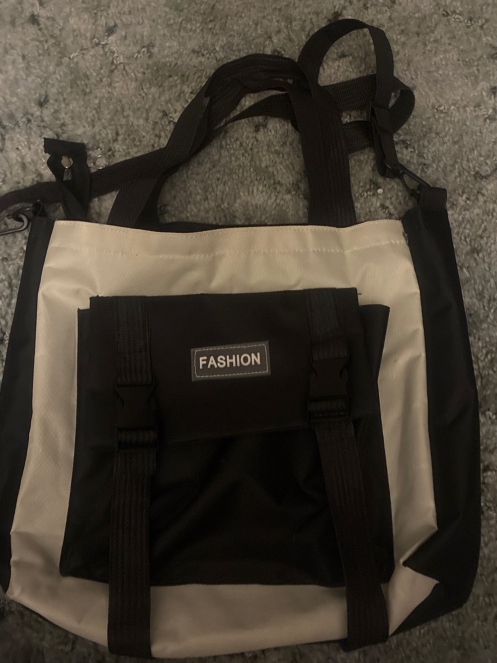 Men’s Black and Cream Utility Tote